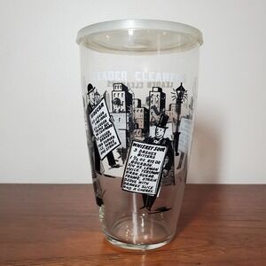 Vintage 1950's Libbey cocktail Shaker Leader Cleaners "Sandwich Man" Pattern